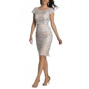 NEW DAVE & JOHNNY dave & johnny lace cocktail dress in silver